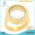 20mm Gold schwimmende locket maßgeschneiderte Edelstahl Ringe, Ringe mit Kristall, Ringe Schmuck